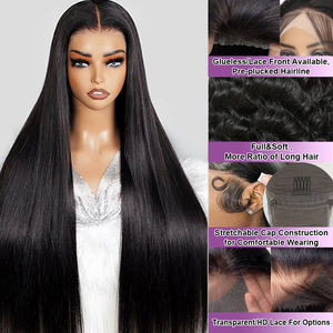Бразильские необработанные натуральные бесклеевые парики, человеческие волосы, прямые, 13x4, 13x6 HD, полностью кружевные фронтальные парики, износ, парики из натуральных волос - Product Image 2