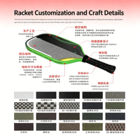 Raquette de pickleball T700 en carbone brut PP nid d'abeille 16 mm, approuvée USAPA, pour les tournois, logo personnalisé, design avancé, moulage monobloc