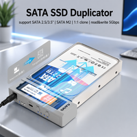 Konverter HDD/SSD SATA 2 Bay Tanpa Sekrup, Enclosure SSD Eksternal USB-C 5Gbps untuk Hard Drive 2.5 Inch dan 3.5 Inch dengan Fitur Kloning Offline