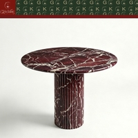Table à manger ronde en marbre Rosso Levanto de luxe GOLDKING, meubles en pierre sur mesure pour la décoration de cuisine de villa moderne