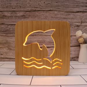 Tùy Chỉnh Dễ Thương Bằng Gỗ Cá Heo Lamparas Trẻ Em Phòng Trang Trí Nội Thất <span class=keywords><strong>LED</strong></span> Ánh Sáng Ban Đêm <span class=keywords><strong>3D</strong></span> Illusion Bảng Đèn Vui Ánh Sáng Cho Món Quà Giáng Sinh - Product Image 4