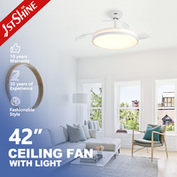 Ventilateur de plafond rétractable de style luxueux haute performance 1stshine de 42 pouces avec lumière LED, écoresponsable et très bien noté