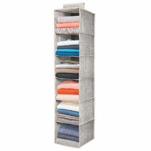Organisateur de rangement suspendu pour penderie en tissu doux et long, 2 packs avec 6 étagères pour vêtements, leggings, lingerie, t-shirts - Product Image 1