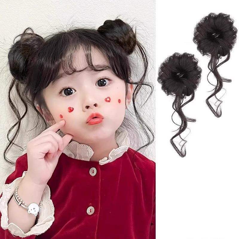 Playful and lively double buns [brown-black]