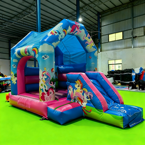 Château <span class=keywords><strong>gonflable</strong></span> avec toboggan bleu, aire de jeux pour enfants, usage intérieur/extérieur, qualité commerciale, pour fêtes et sautades - Product Image 4