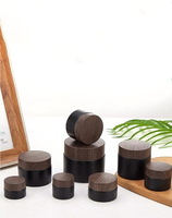 En Stock vente en gros 5/10/15/20/30/50g pots de crème pour le visage noir mat 1 2 4 Oz bocaux en verre avec couvercle en plastique grain de bois
