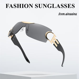 Fête femmes lunettes noir or Sport Lunette Homme Zonnebril hommes dames nuances lunettes de soleil surdimensionné sans monture Y2K <span class=keywords><strong>futuriste</strong></span> <span class=keywords><strong>Pc</strong></span> - Product Image 5