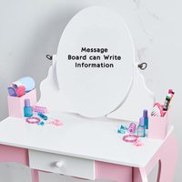 Dessin animé artisanat beau miroir baroque enfant Design fille maquillage bureau commode bébé chambre en bois enfant meubles coiffeuse