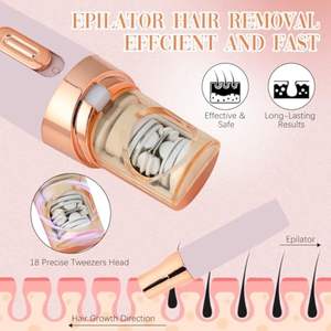 Rasoio Elettrico 2 in 1 per Viso <span class=keywords><strong>Donna</strong></span> Epilatore Cordless Mini per Rimozione Peli di Viso, Mani, Gambe, Ascelle - Product Image 3