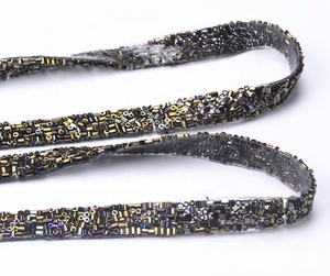 Materiale di design in vetro con strass di perline in pizzo tessuto Applique nastro avvolgente colletto da te bordato abiti ferro su 1cm - Product Image 5