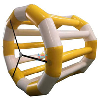 Roue aquatique gonflable flottante commerciale prête à l'emploi, taille humaine, pour jeux aquatiques extérieurs