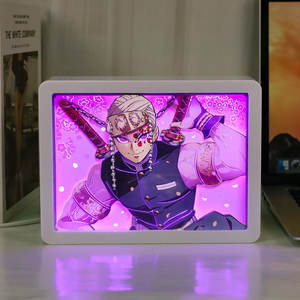 Cadeau Anime Demon Slayer Uzui Tengen Nezuko <span class=keywords><strong>Tanjiro</strong></span> Figurine d'action Gojo Boîte à lumière Anime Lampe de nuit 3D Lampe de table Décoration de la maison - Product Image 2