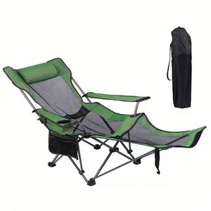 Chaise de camping et de pêche pliable d'extérieur avec dossier rétractable en alliage d'aluminium léger et portable - Product Image 1