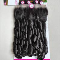 KEMY HAIR Lot de mèches bouclées rebondissantes en gros, perruques en cheveux naturels mélangés avec dentelle HD 13*4, couleur naturelle, pour femmes noires