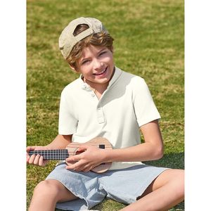 Boys Short Sleeve Henley Shirt Solid Cotton Casual T-Shirt 5-14 Years - Product Image 5