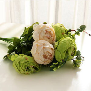 Wholesale European Peony Bouquet 13 Heads Peonies <b>Artificial</b> Flower Wedding Decor Silk Real Touch <b>Large</b> Red Peonies - Product Image 2