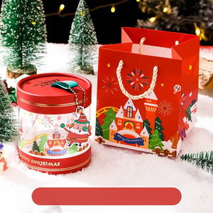 Impression de Noël personnalisée Cylindre vide Transparent Emballage de cadeau Boîtes décoratives Fleur Snacks Chocolat Boîte en PVC - Product Image 3
