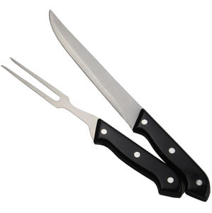 DFB816 Juego de 2 Utensilios de Cocina para Exteriores, Juego de Cuchillo y Tenedor de Acero Inoxidable para Chef con Mango de PP Resistente al Calor - Product Image 5