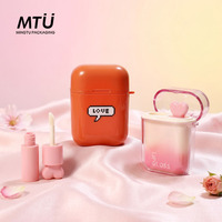 Vente en gros de tubes de gloss à lèvres miniatures mignons et uniques en forme d'écouteurs avec bouchon à vis en forme de cœur, emballage créatif pour produits cosmétiques