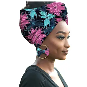 Khăn Trùm Đầu In Bông Châu Phi, Phụ Nữ Thời Trang In Headband Với Bông Tai