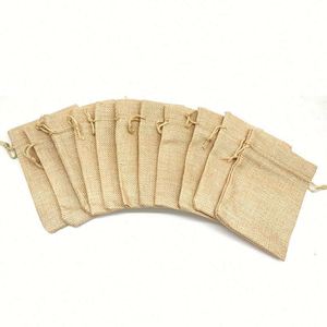 Sac d'emballage personnalisé en toile de jute avec cordon de serrage pour maquillage et parfum, pochette en jute pour bonbons et shopping, avec logo imprimé sur mesure - Product Image 2