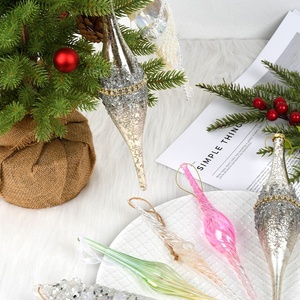 उच्च गुणवत्ता 20-30 सेमी हस्तनिर्मित ग्लास रंग बर्फ बार क्रिसमस सजावट लकड़ी के दृश्य लेआउट फ्लैट के लिए लटका हुआ - Product Image 4