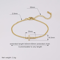 Bracelet croix en zircone plaqué or étanche, hypoallergénique, avec rallonge de chaîne et fermoir mousqueton, pour cadeau de bijoux religieux chrétien