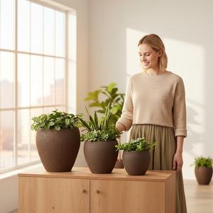 Maceta <span class=keywords><strong>de</strong></span> Cerámica Vintage <span class=keywords><strong>con</strong></span> Acabado Esmaltado, Maceta Resistente para Suculentas <span class=keywords><strong>de</strong></span> Interior/Exterior - Product Image 2