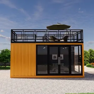 Luxury 20ft Prefabricated houses with kitchen bathroom black shipping container house with one bedroom hotel