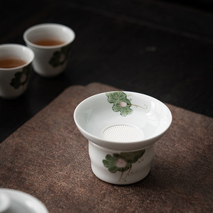 Juego de coladores de té de cerámica pintados a mano con diseño de loto, filtro de porcelana, accesorios para té Kung Fu, estilo tradicional chino - Product Image 4