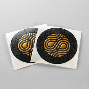 豪华质感纸张3D圆形贴纸定制徽标局部UV压纹徽标密封标签贴纸带金箔 - Product Image 3