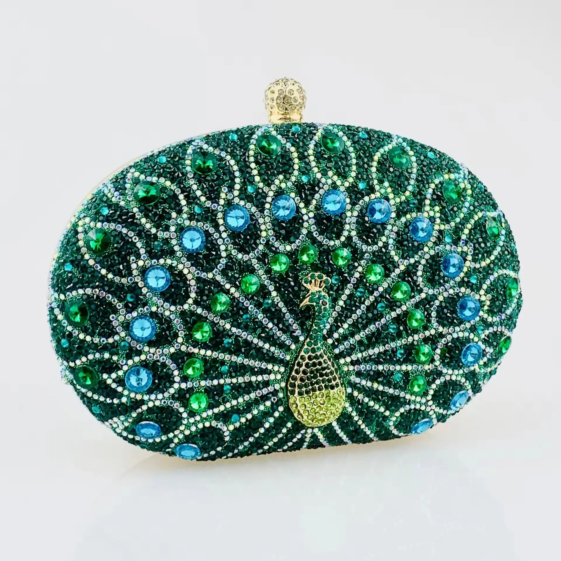 Vintage moda exquisito Pavo Real lujo diamante fiesta embrague señoras rhinestone bolsos de noche