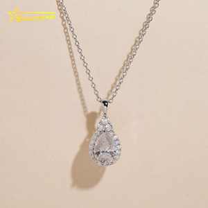 USA Warehouse 6*9mm Birnen schliff Frauen Halskette 2cts Schnelle Lieferung Pass Diamond <span class=keywords><strong>Tester</strong></span> 925 Moissan ite - Product Image 5