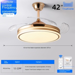 Ventilador de Techo de Cobre de 42 Pulgadas con Motor Silencioso, Iluminación LED, Control Remoto Retráctil, para Baño, Hogar, Sala de Estar, Comedor, Dormitorio - Product Image 6