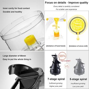 Big Mouth Cold Press Commercial Electric Hotel Household Stainless Steel Quiet Motor Centrifugal Citrus Juicer 800mL Output Fast - Product Image 3