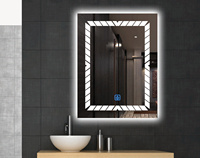 Miroir de salle de bain LED sans cadre, rectangulaire, lumineux, tactile, pour salle de bain, miroir mural de salle de bain, ensemble de miroirs de salle de bain