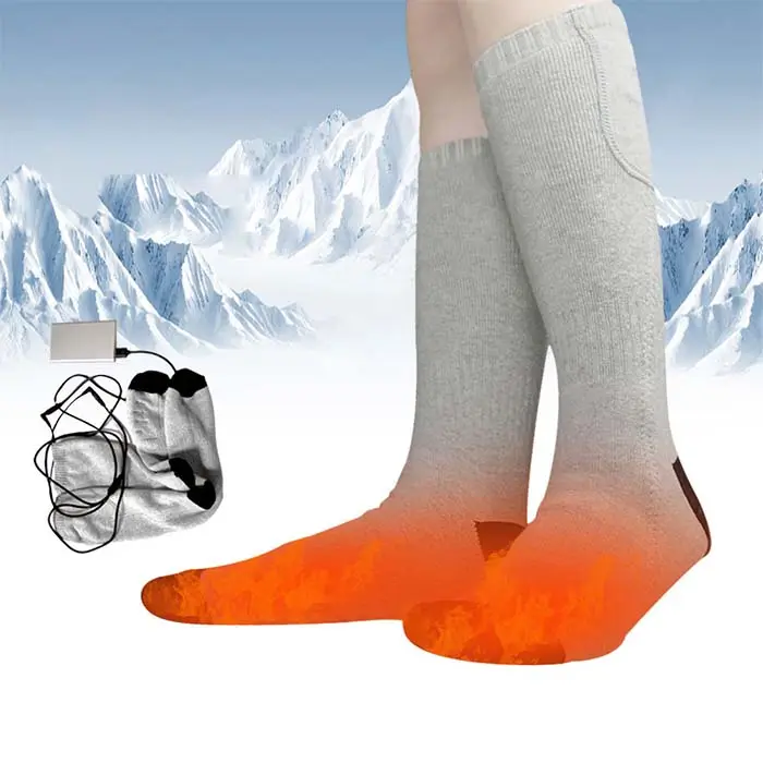 Skifahren beheizte Thermos ocken mit Batterie Winter gestrickt 100% Baumwolle Winter warm aufladen beheizte Socken für Männer Frauen Woll socken