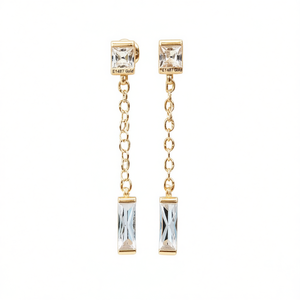 Pendientes de Oro E1487 con Cristales de Estrás, Diseño Geométrico con Engaste de Bisel, Estilo Clásico para Uso Diario de Mujer - Product Image 1