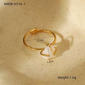 Mode réglable ouverture en acier inoxydable 18k plaqué or bague <span class=keywords><strong>femme</strong></span> Vintage <span class=keywords><strong>pierre</strong></span> naturelle cercle clôture bague pour les femmes - Product Image 6