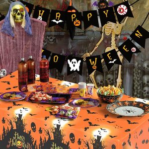 Mantel rectangular de poliéster de brujas de Castillo naranja para decoraciones de fiesta de Halloween para celebraciones de Ramadán - Product Image 2