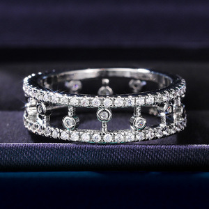 F743 Geometric <b>Eternity</b> Band <b>Ring</b> Women's Lab Created <b>Cubic</b> <b>Zirconia</b> Pave Setting Engagement Fashion <b>Rings</b> - Product Image 3