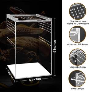 Easy Assemble Clear Acrylic Reptile Terrarium Custom Ventilated for <b>Chameleon</b> Spider Beetle Tarantula <b>Cage</b> - Product Image 3