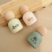 Mignon revêtement personnalisé de 30ml givré rose jaune vert rouleau de bouteille d'huile essentielle de parfum en verre sur des bouteilles avec bouchon en bois