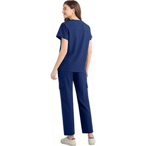 Daoyi <b>Scrub</b> Set Women Navy <b>Blue</b> Polyester Woven Hospital Uniforms - Product Image 2