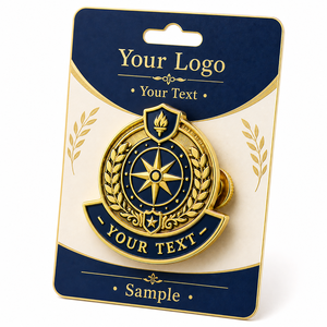 Pin de Solapa Personalizado de Esmalte Duro para Reconocimiento Corporativo, Azul Marino, Compás Dorado, Escudo Metálico, Insignia para Premio de Empleados, Evento de Aniversario - Product Image 2