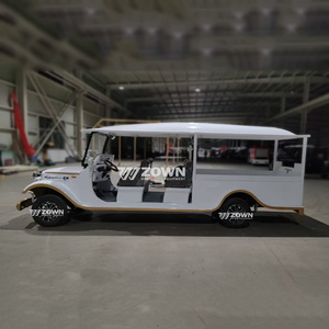 Voiture électrique de tourisme vintage or blanc avec sièges extensibles et toit pare-soleil intégral – Véhicule de transport touristique - Product Image 5