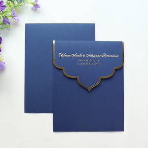 Invitations de <span class=keywords><strong>mariage</strong></span> musulman bleu marine carte d'invitation de cérémonie de fête religieuse avec RSVP et enveloppe - Product Image 4