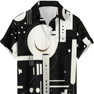 Button-Up Stand Collar Mens Standard-Fit Custom Logo Breathable ODM Printed Beach Short-Sleeved Casual Vacation <b>Bowling</b> Shirts - Product Image 1