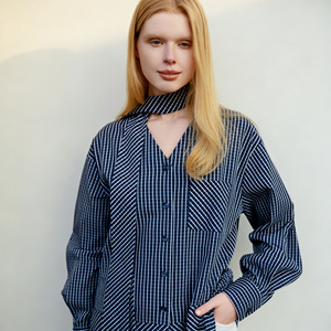 Camisa a Cuadros para Mujer, <span class=keywords><strong>Manga</strong></span> Larga, Cuello en V, Botones, <span class=keywords><strong>Blusa</strong></span> Casual, Primavera Verano 2026 - Product Image 2