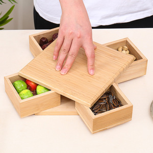 Bamboo Wood Rotating Snack <b>Box</b> With <b>Drawers</b> Multi Functional Desktop Organizer For Dried Fruits Nuts Jewelry <b>Storage</b> - Product Image 3